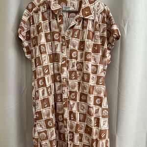 Crosby Brown and Cream Seashell Print Dress